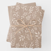 Botanische Patroon Warm Beige - Wrapping Paper Set (In situ)