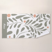 Botanische Patroon Wijze groen laat aangepaste naa Badhanddoek (Badhanddoek)