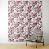 botanische patroonbloemen en vlinder wandkleed (In situ)