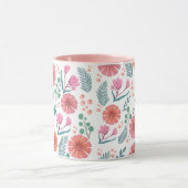 Botanische patroonkleurige Mok van lente-Floral (Midden)