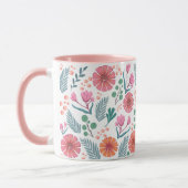 Botanische patroonkleurige Mok van lente-Floral (Links)