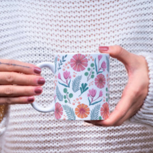 Botanische patroonkleurige Mok van lente-Floral