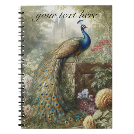 Botanische: pauw aanpasbaar notitieboek (Voorkant)