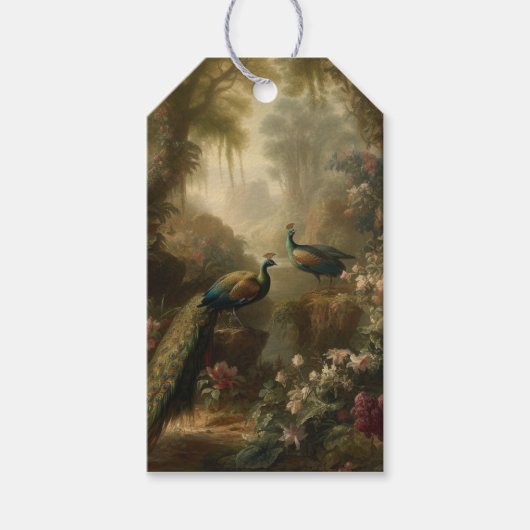 Botanische: pauwen Engelse tuin aanpasbaar Cadeaulabel (Voorkant)