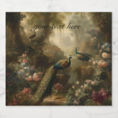 Botanische: pauwen Engelse tuin aanpasbaar Sparkling Wijnetiket (Enkel label)