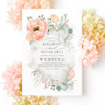 Botanische peach Flowers Elegant Garden Weddenscha Kaart<br><div class="desc">De geweldige perzikbloemen van de waterverf zijn unieke trouwuitnodigingen</div>