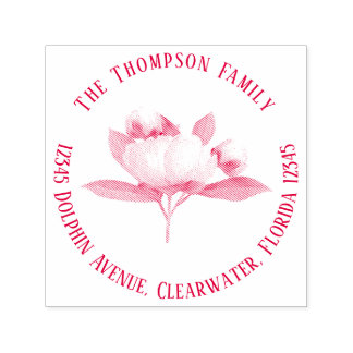Botanische Peony Floral Return Address Zelfinktende Stempel