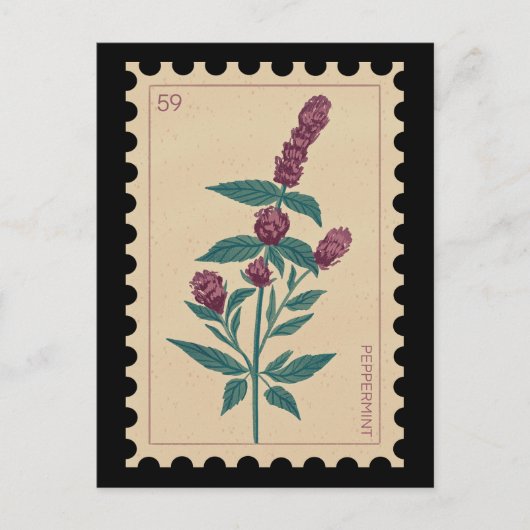  botanische pepermuntbloem briefkaart (Voorkant)