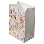 Botanische perachy roze bloemen medium cadeauzakje (Voorkant Gekanteld)