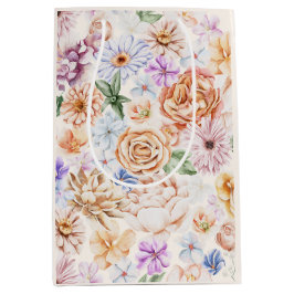 Botanische perachy roze bloemen medium cadeauzakje