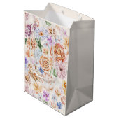 Botanische perachy roze bloemen medium cadeauzakje (Achterkant Gekanteld)