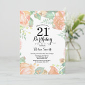 Botanische perforatie 21e verjaardag uitnodiging (Staand voorkant)