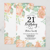 Botanische perforatie 21e verjaardag uitnodiging (Voorkant / Achterkant)