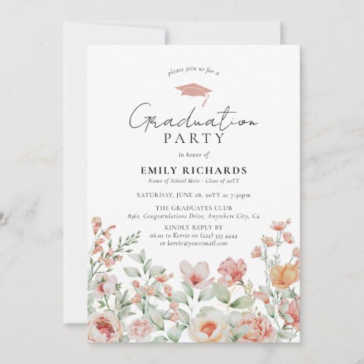 Botanische perforatie Floral Gradual Party Invitat Kaart (Voorkant)