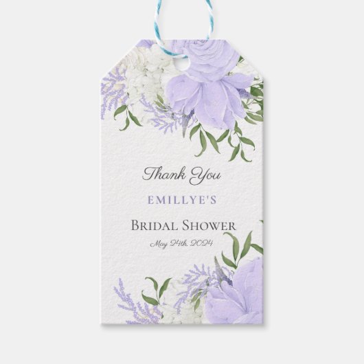 Botanische Periwinkle Vrijgezellenfeest Favor Cadeaulabel (Voorkant)