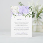 Botanische Periwinkle Waterverf Bruiloft Informatiekaartje (Staand voorkant)