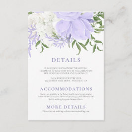 Botanische Periwinkle Waterverf Bruiloft Informatiekaartje