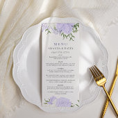 Botanische Periwinkle Waterverf Bruiloft Menu