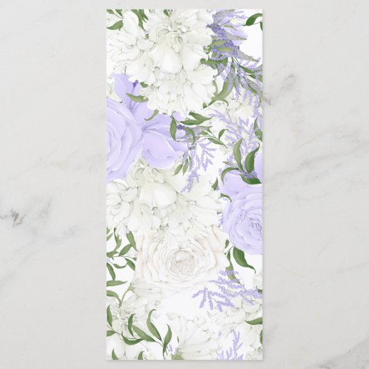 Botanische Periwinkle Waterverf Bruiloft Menu (Achterkant)