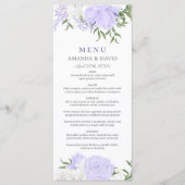 Botanische Periwinkle Waterverf Bruiloft Menu (Voorkant)