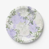 Botanische Periwinkle Waterverf Bruiloft Papieren Bordje (Voorkant)