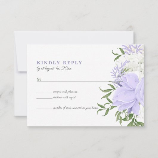 Botanische Periwinkle Waterverf Bruiloft RSVP Kaar (Voorkant)