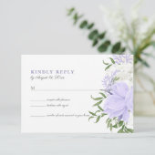 Botanische Periwinkle Waterverf Bruiloft RSVP Kaar Kaartje (Staand voorkant)