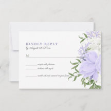 Botanische Periwinkle Waterverf Bruiloft RSVP Kaar