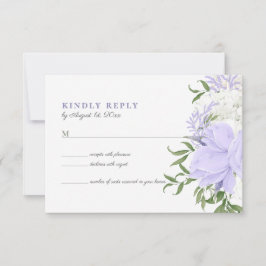 Botanische Periwinkle Waterverf Bruiloft RSVP Kaar Kaartje