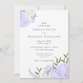 Botanische Periwinkle Waterverf Huwelijksuitnodigi Kaart (Voorkant)