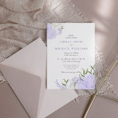 Botanische Periwinkle Waterverf Huwelijksuitnodigi Kaart