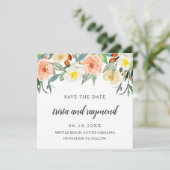 Botanische Perzik Bloemige Waterverfrozen Save The Date (Staand voorkant)
