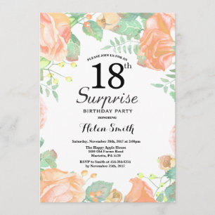 Botanische perzik Floral Surprise 18e verjaardag Kaart