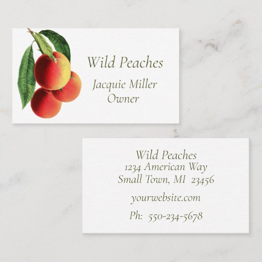 Botanische perzik tak Visitekaartje (Voorkant / Achterkant)
