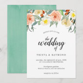 Botanische perzikWaterverf Rozen Kaart (Voorkant / Achterkant)