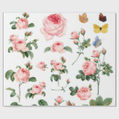  BOTANISCHE PINKROSES WRAPPINGPAPIER CADEAUPAPIER (Vlak)