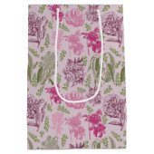 Botanische Pioen Eucalyptus Meisje Baby shower Medium Cadeauzakje (Achterkant)