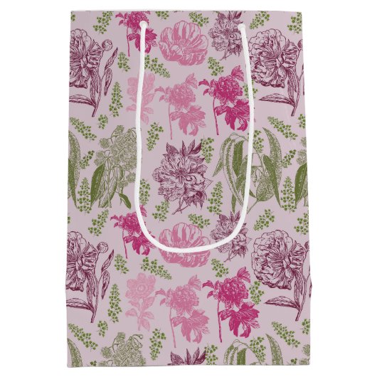 Botanische Pioen Eucalyptus Meisje Baby shower Medium Cadeauzakje (Achterkant)