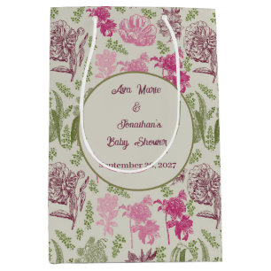 Botanische Pioen Eucalyptus Meisje Baby shower Medium Cadeauzakje