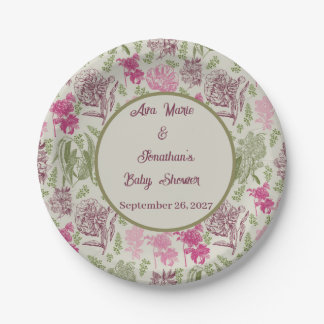 Botanische Pioen Eucalyptus Meisje Baby shower Papieren Bordje
