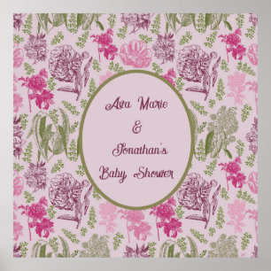 Botanische Pioen Eucalyptus Meisje Baby shower Poster