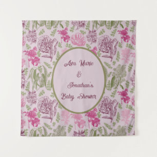 Botanische Pioen Eucalyptus Meisje Baby shower Wandkleed