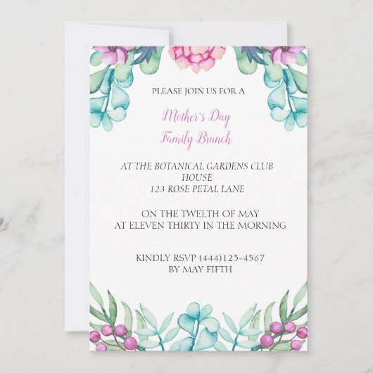 Botanische Pioen Moederdag Event Party Kaart (Voorkant)