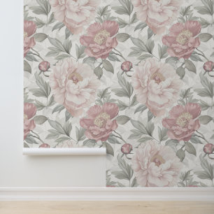 botanische pioen muur ontwerp behang