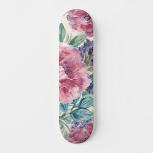 Botanische Pioen Waterverf Lavendel Bloesems Bloem Persoonlijk Skateboard