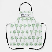 Botanische plant groene waterverf Grafische Schort (Voorkant)