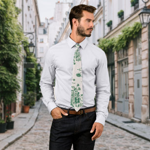 Botanische Planten  Groen Personaliseer Initiaal Stropdas