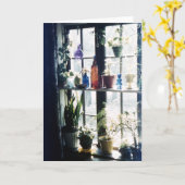 Botanische Planten in kleurrijke glazen flessen Kaart (Gele Bloem)