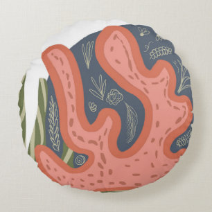 Botanische platenkunst van organisch koraalrif rond kussen