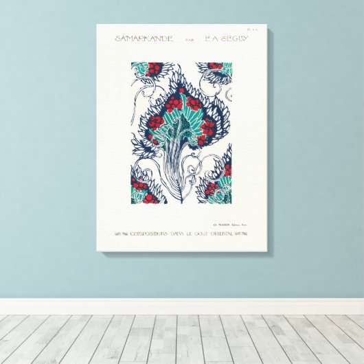 Botanische pochoirpatroon in Art Nouveau Canvas Afdruk (Insitu (Houten vloer))